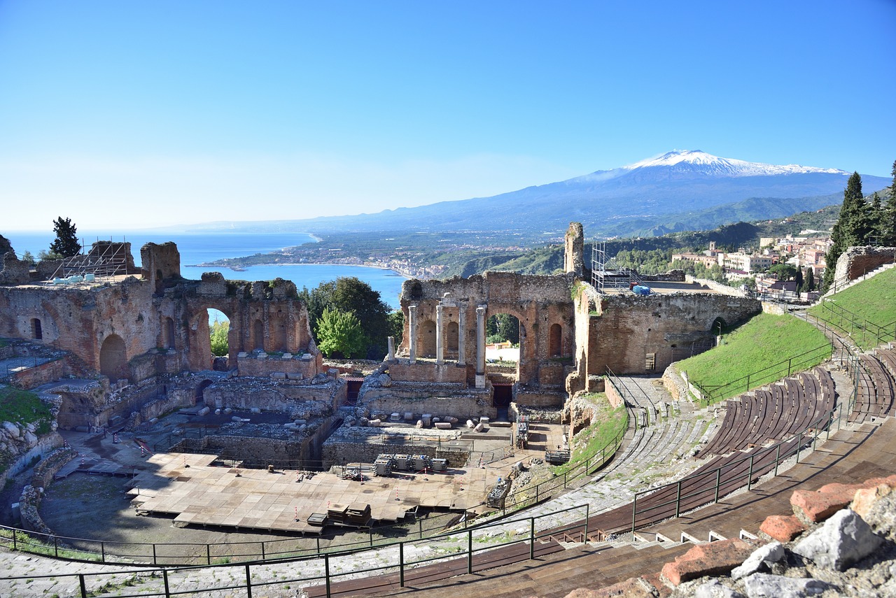Sicily, Taormina Teatro Greco and Etna